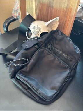 Urban Outfitters Black Nylon Belt Bag with Front Zip Pocket